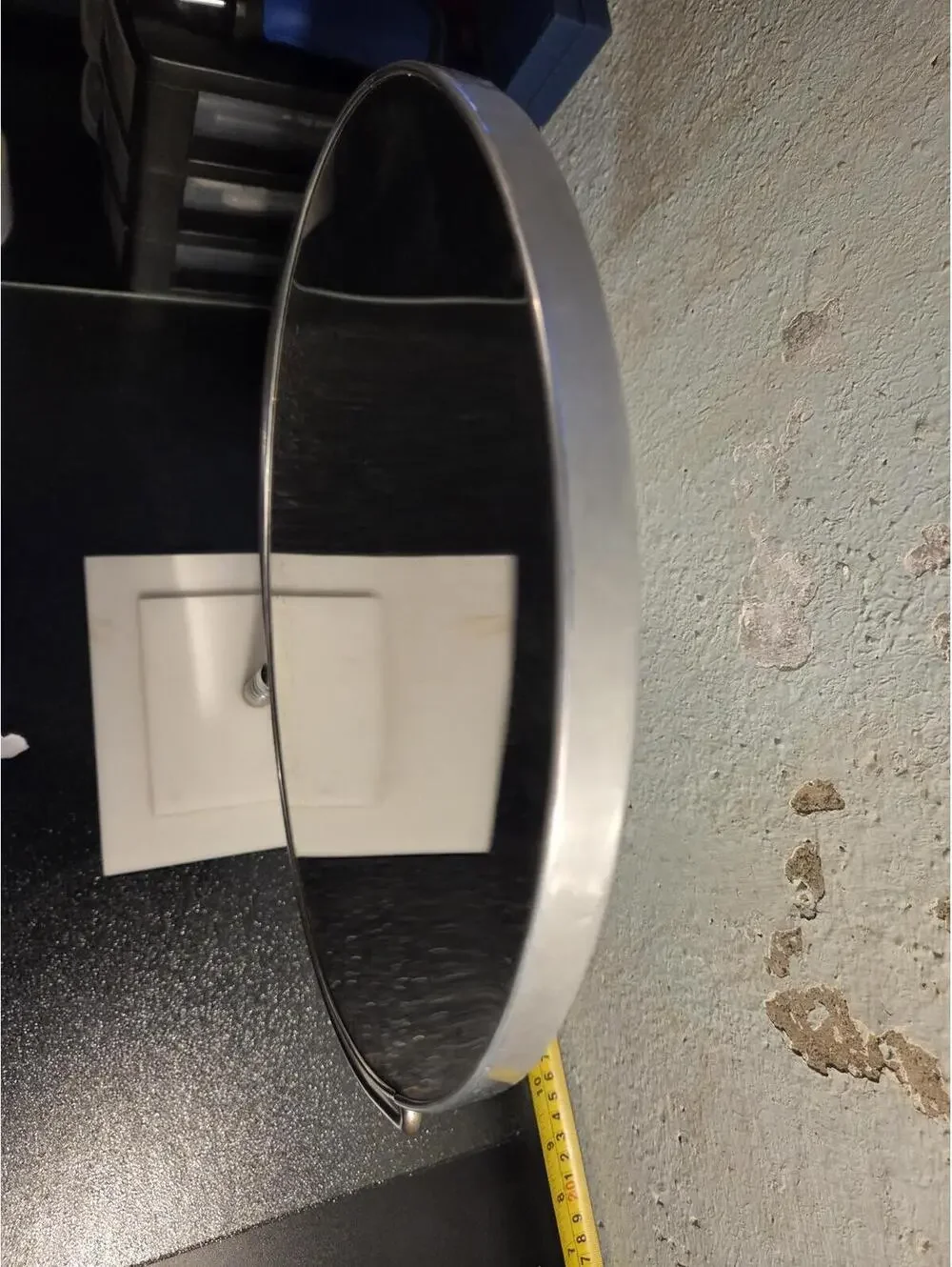 Mid-Century Modern Chrome Pedestal Vanity Mirror | Square White Tiered Base